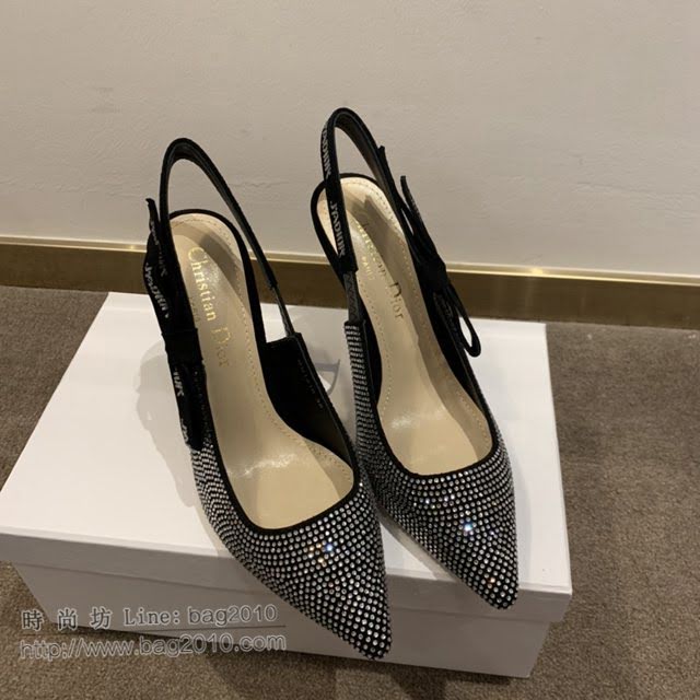 DIOR女鞋 迪奧2021專櫃新款J’ADIOR織帶尖頭涼鞋 Dior水鑽露跟涼鞋  naq1516
